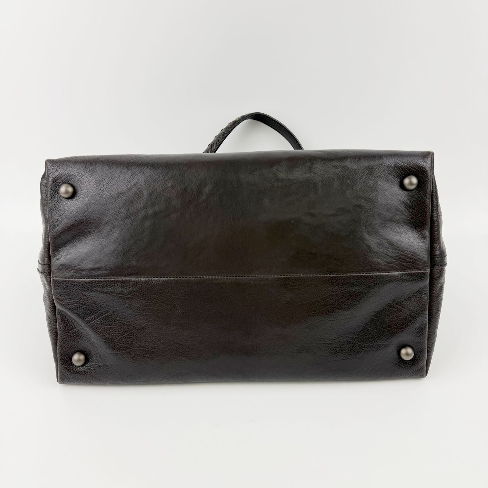 Bottega Veneta Intrecciato Flap Shoulder Bag Tote Leather Dark Brown Vintage — view 6