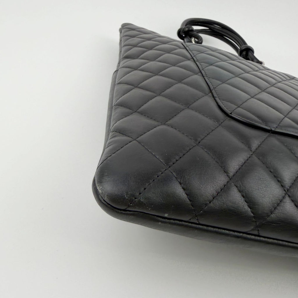 Chanel Cambon Line Large Tote Leather Black White Vintage — view 9