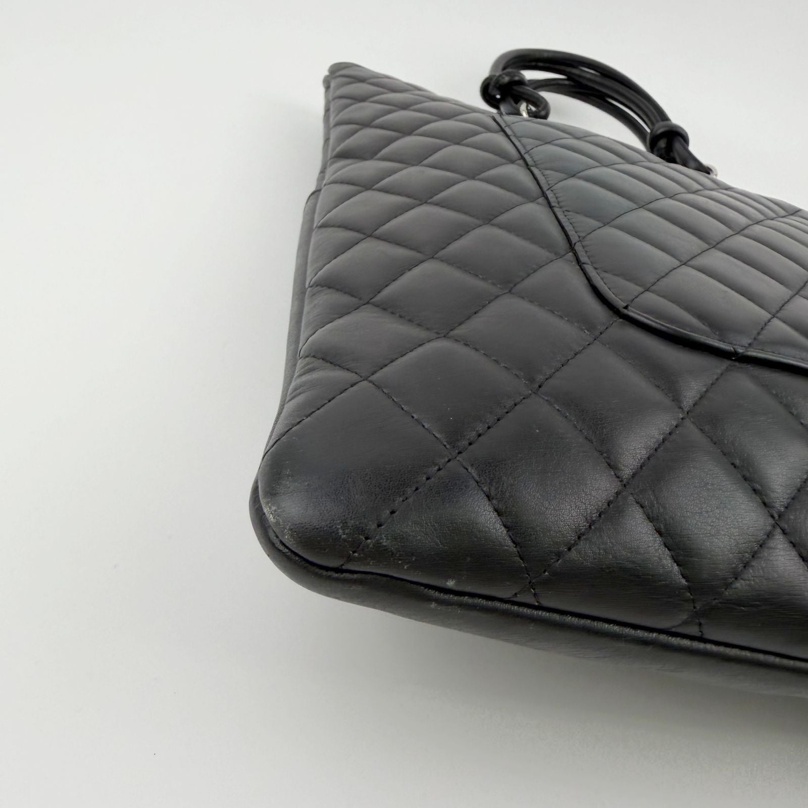 Chanel Cambon Line Large Tote Leather Black White Vintage — view 9
