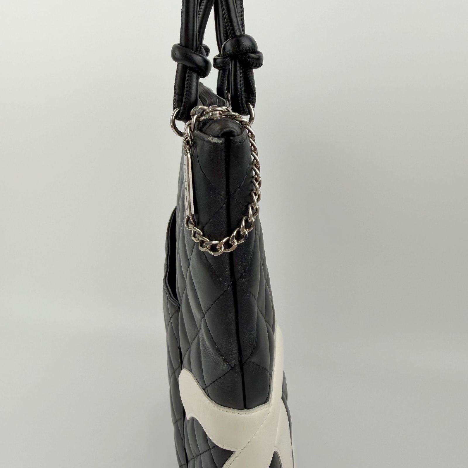 Chanel Cambon Line Large Tote Leather Black White Vintage — view 5