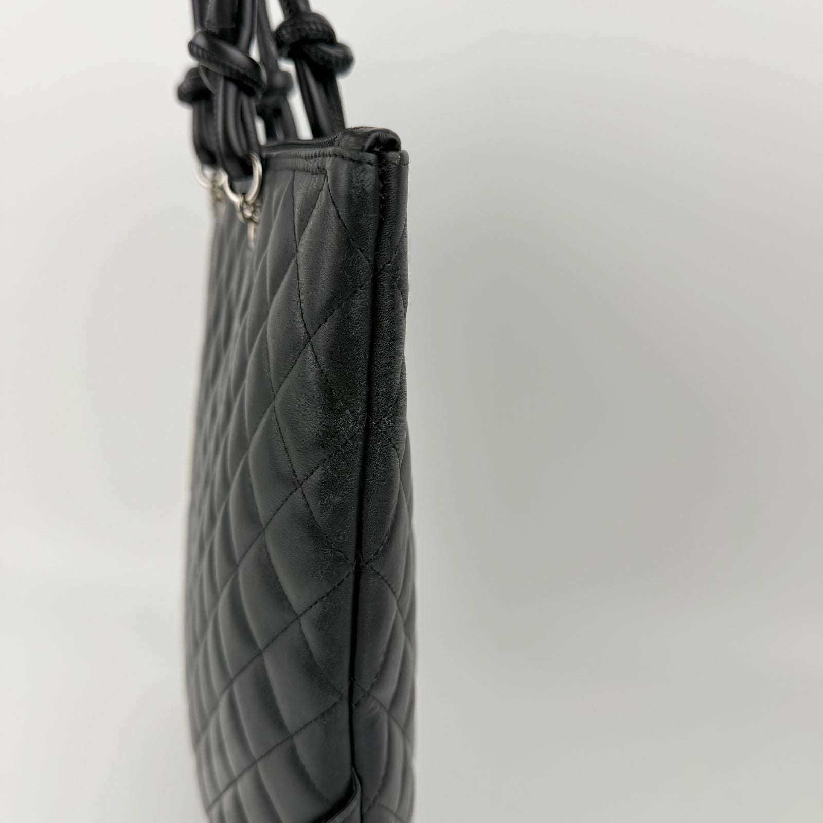 Chanel Cambon Line Large Tote Leather Black White Vintage — view 6