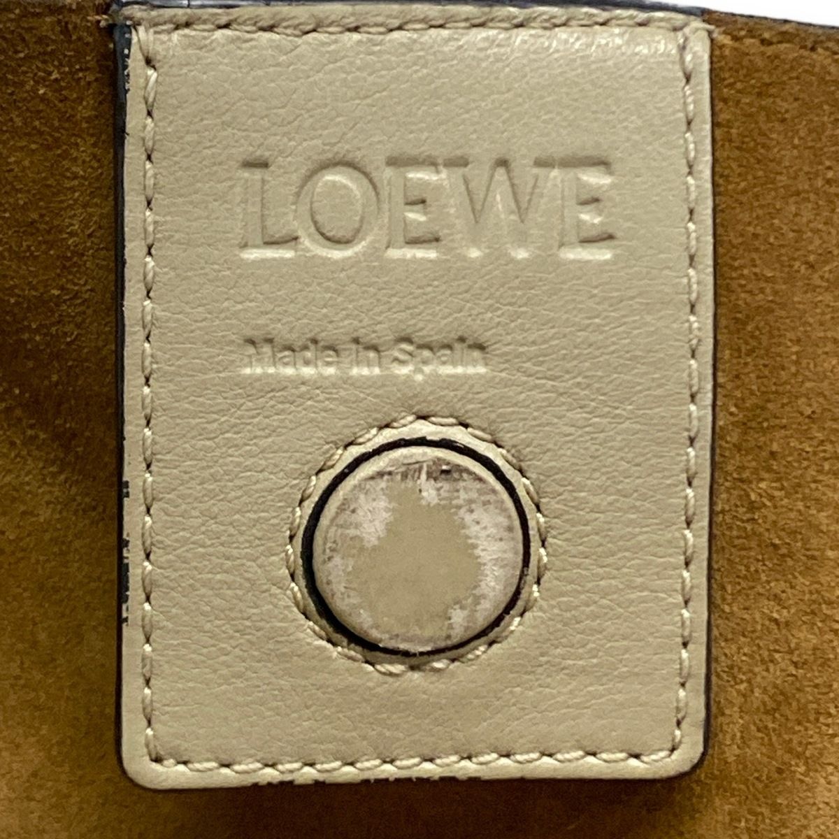 Loewe Tote Anagram Pattern Gray Beige Embossed Leather — view 8