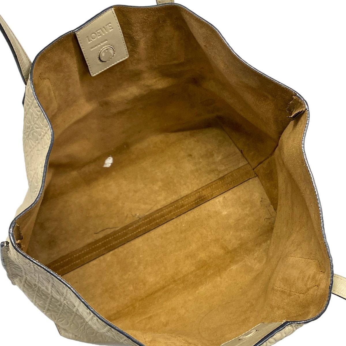 Loewe Tote Anagram Pattern Gray Beige Embossed Leather — view 7