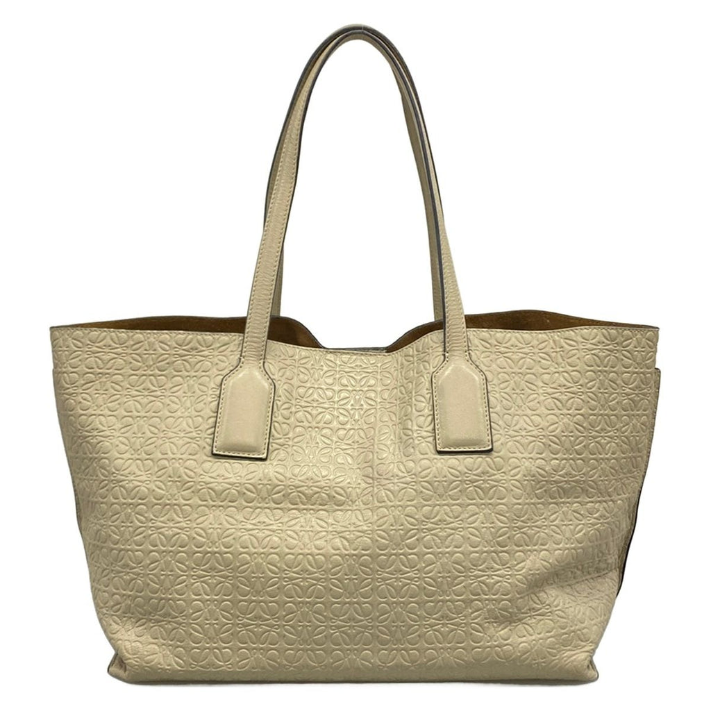 Loewe Tote Anagram Pattern Gray Beige Embossed Leather — view 3