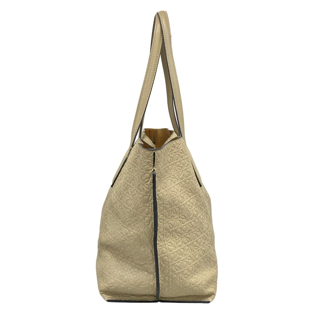 Loewe Tote Anagram Pattern Gray Beige Embossed Leather — view 2