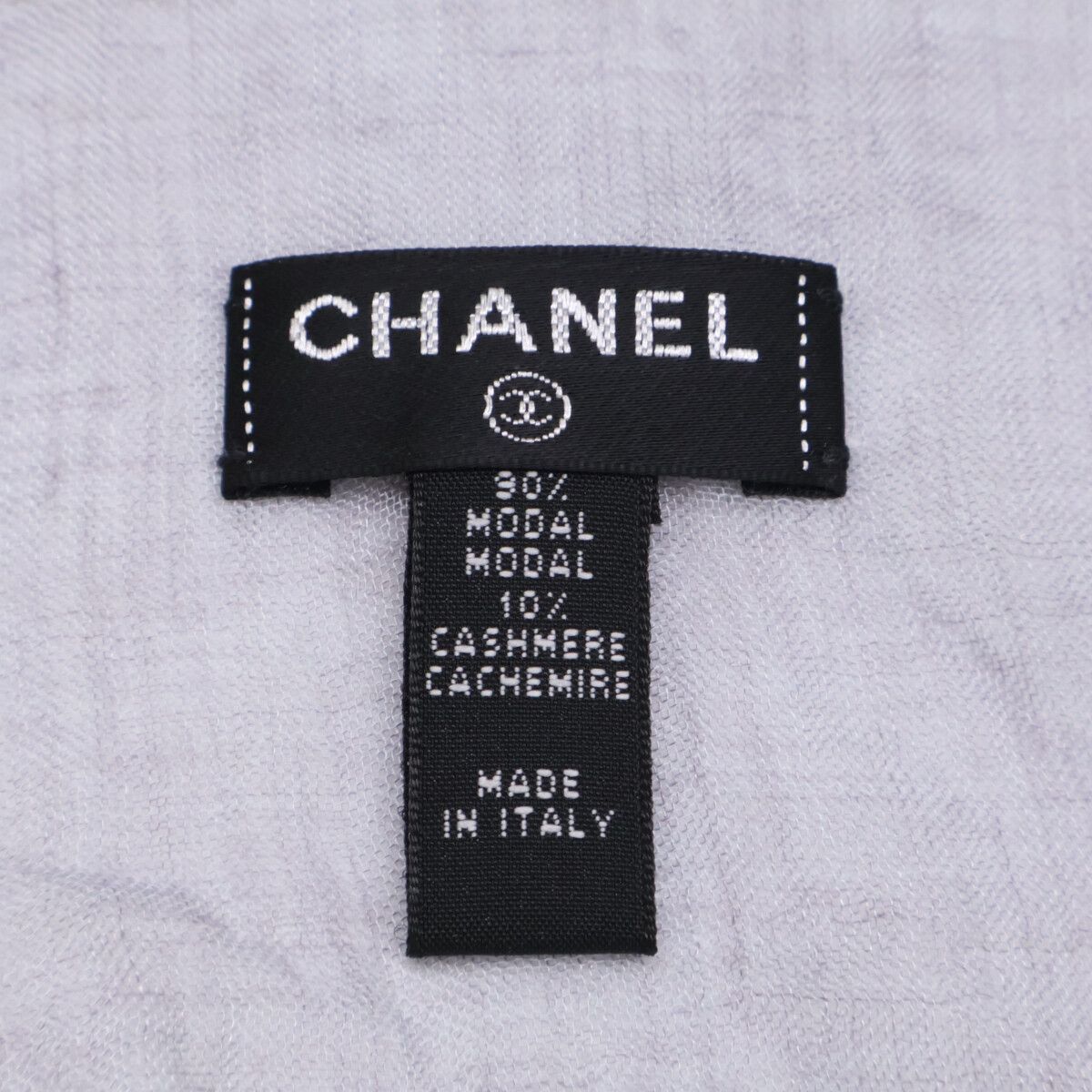 Chanel CC Logo Embroidery Cashmere Modal Scarf — view 3