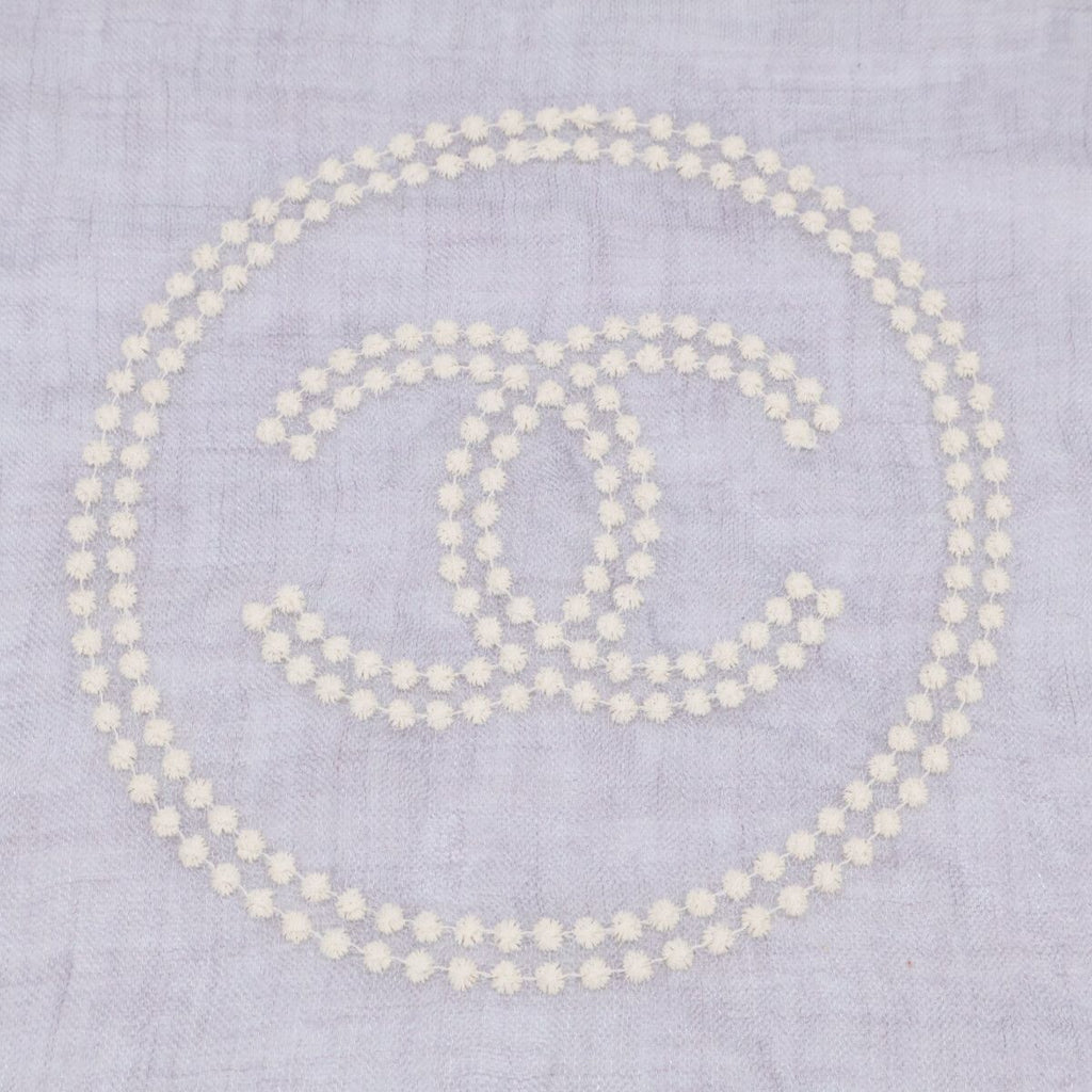 Chanel CC Logo Embroidery Cashmere Modal Scarf — view 2