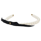 Chanel Like Pearl CC Logo Ribbon Headband — view 2