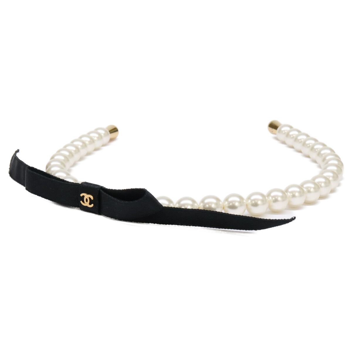 Chanel Like Pearl CC Logo Ribbon Headband — view 2