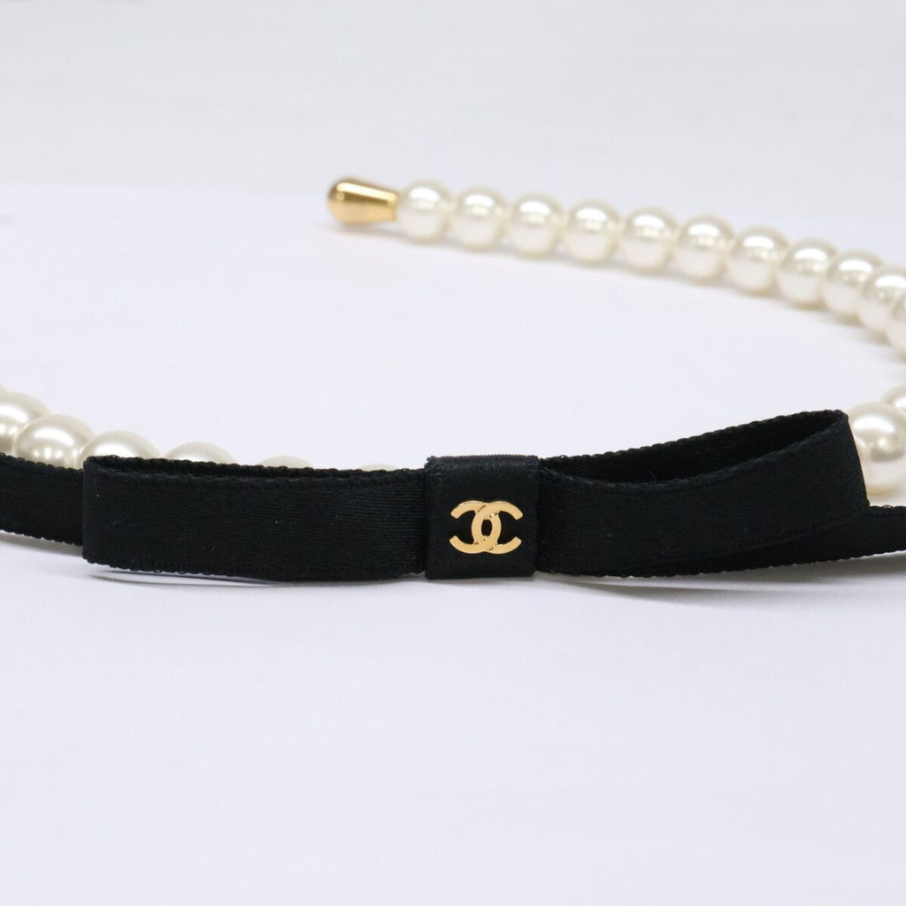 Chanel Like Pearl CC Logo Ribbon Headband — view 7