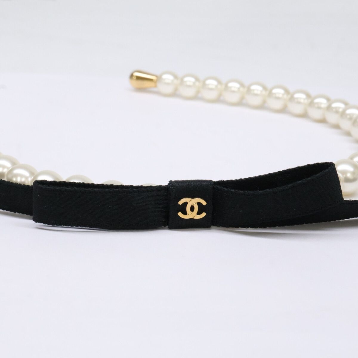 Chanel Like Pearl CC Logo Ribbon Headband — view 7