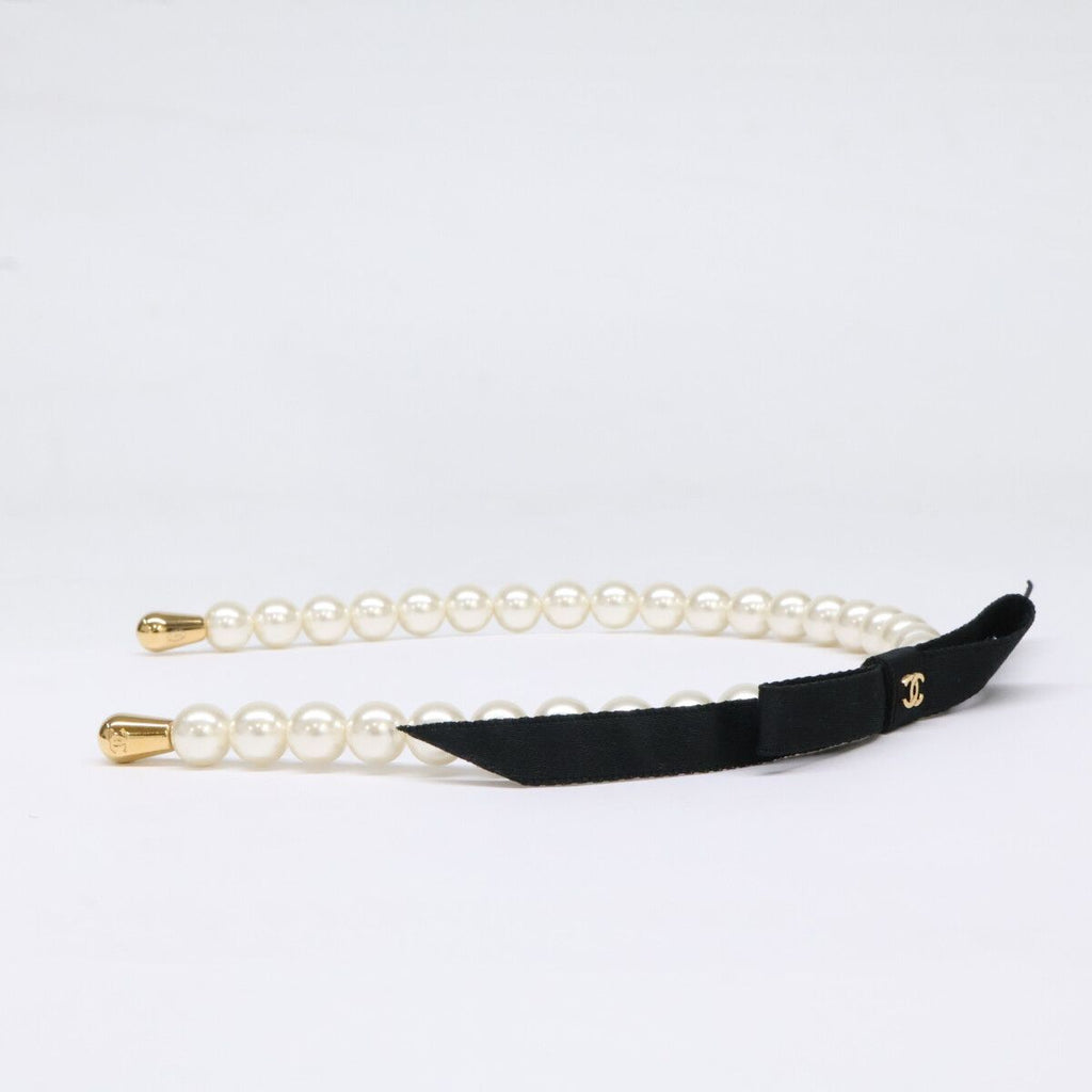 Chanel Like Pearl CC Logo Ribbon Headband — view 3