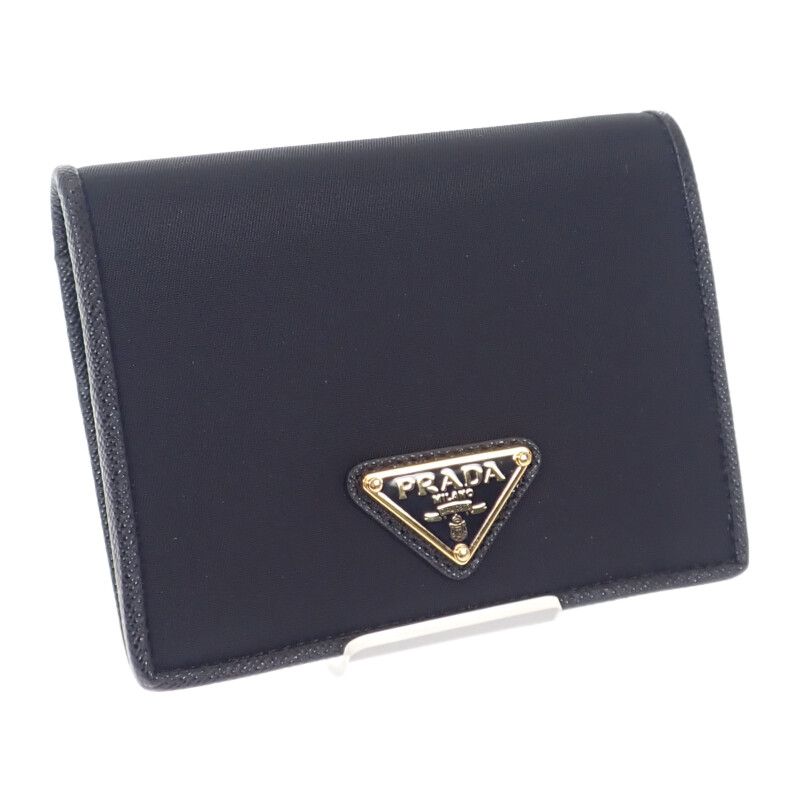Prada Re-Nylon Tessuto Compact Wallet Bifold Saffiano Nylon Black SA — view 2