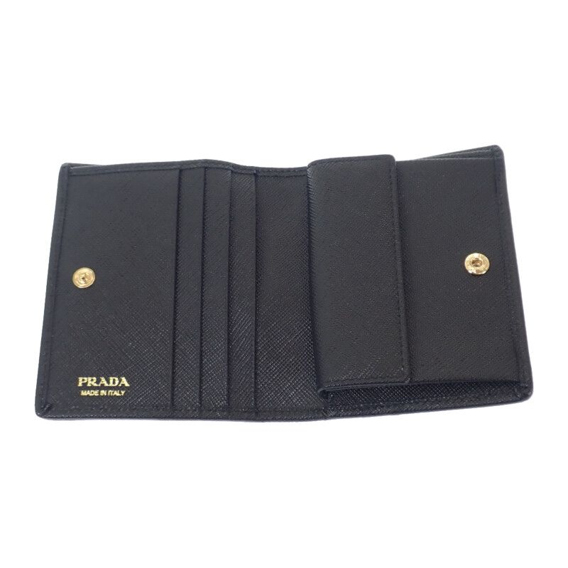 Prada Re-Nylon Tessuto Compact Wallet Bifold Saffiano Nylon Black SA — view 5