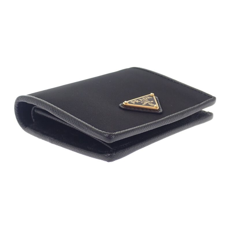 Prada Re-Nylon Tessuto Compact Wallet Bifold Saffiano Nylon Black SA — view 4
