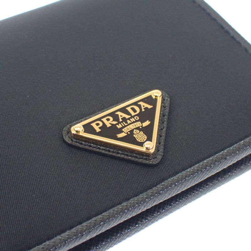 Prada Re-Nylon Tessuto Compact Wallet Bifold Saffiano Nylon Black SA — view 9