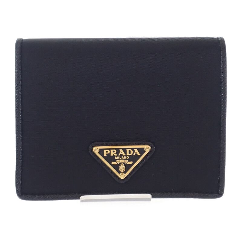 Prada Re-Nylon Tessuto Compact Wallet Bifold Saffiano Nylon Black SA