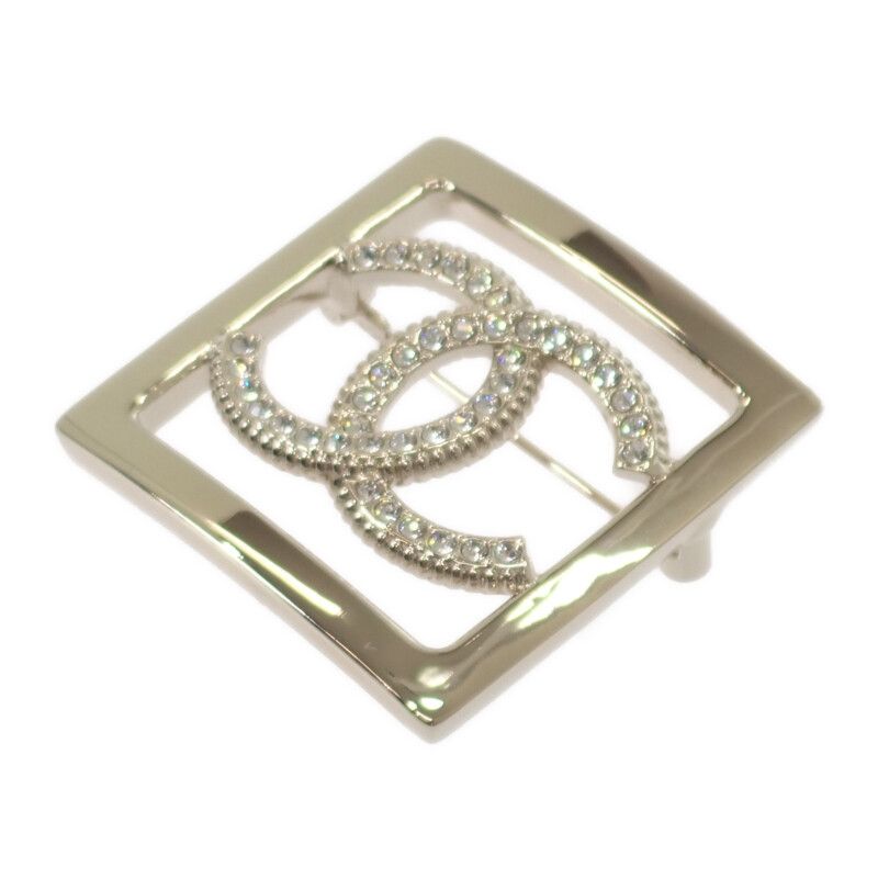Chanel CC Square Brooch Metal Crystal Gold — view 2