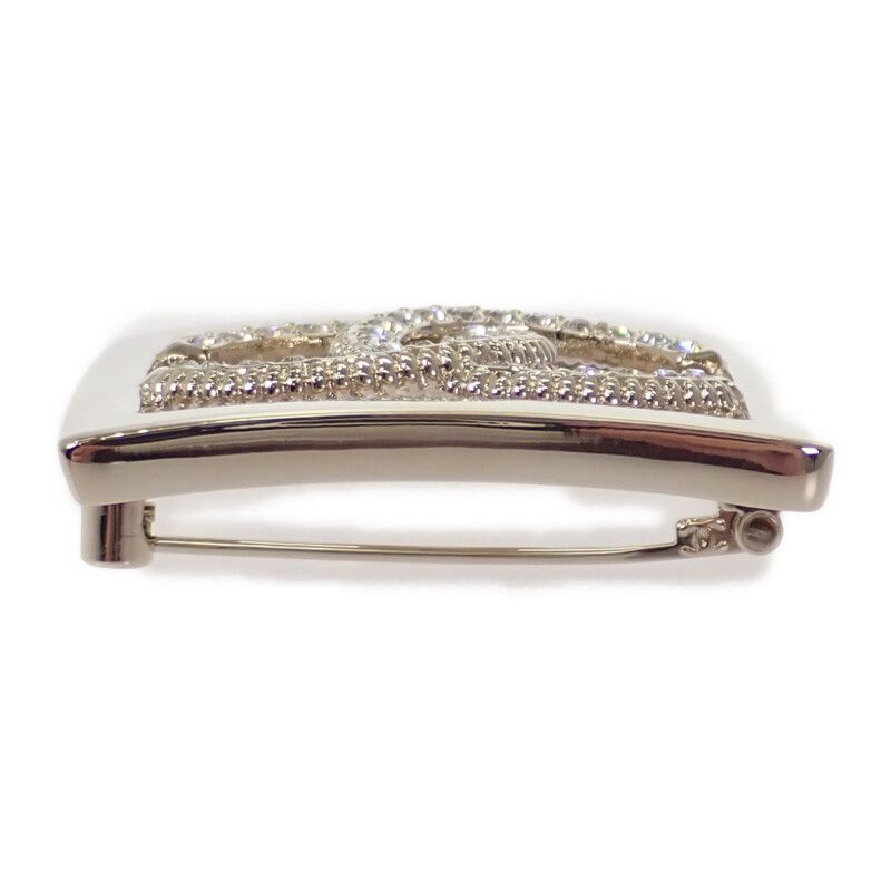 Chanel CC Square Brooch Metal Crystal Gold — view 5
