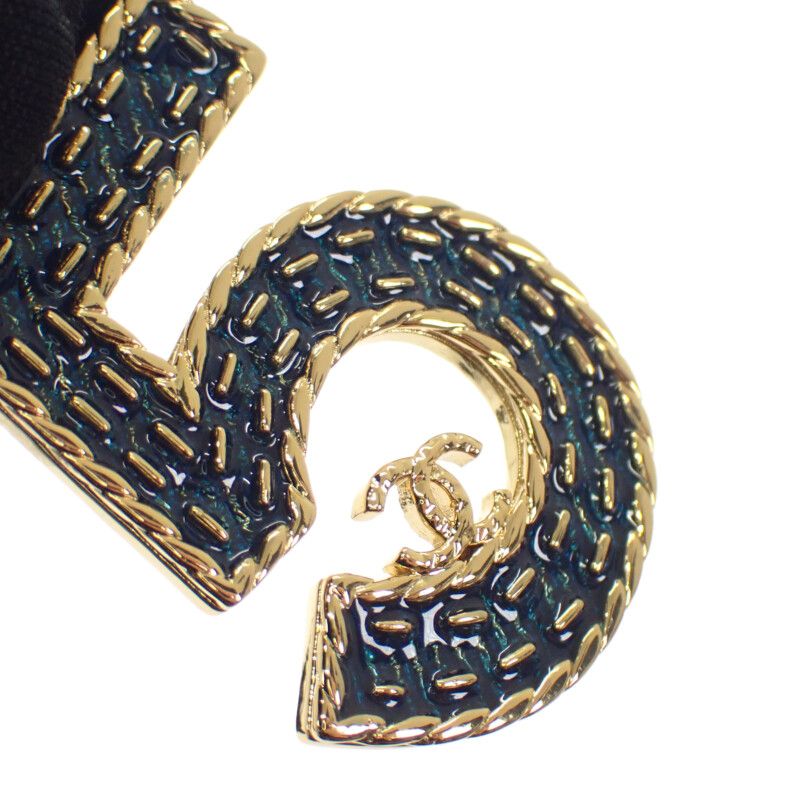 Chanel Long Necklace Metal Gold Blue — view 7