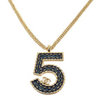 Chanel Long Necklace Metal Gold Blue