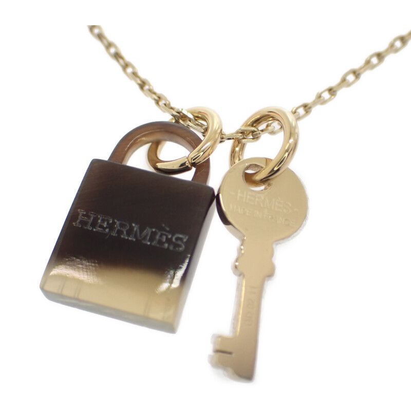 Hermes Amulet Padlock PM Necklace Metal Buffalo Horn Gold SA — view 4