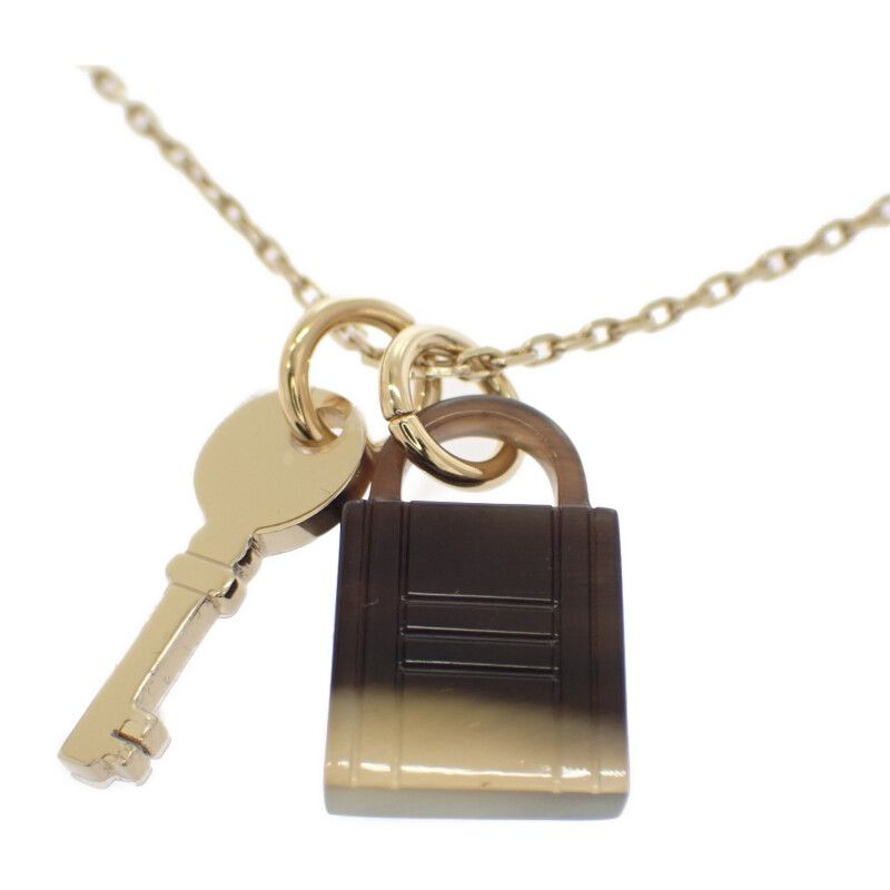 Hermes Amulet Padlock PM Necklace Metal Buffalo Horn Gold SA — view 3