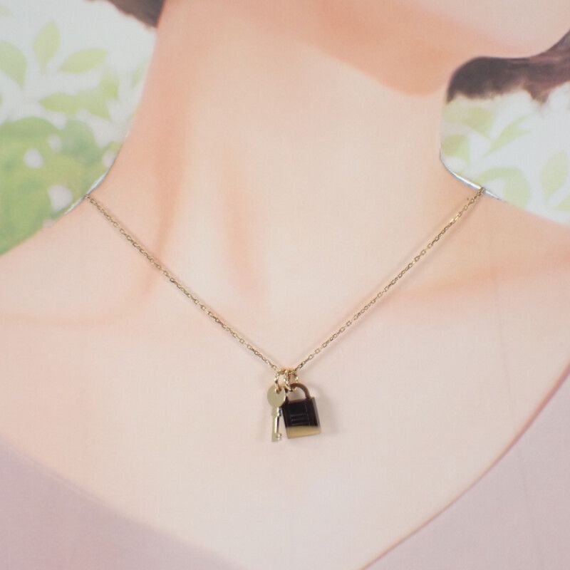 Hermes Amulet Padlock PM Necklace Metal Buffalo Horn Gold SA — view 7