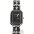 Chanel Premier Iconic Chain L Watch Stainless Steel Leather Quartz Black Dial