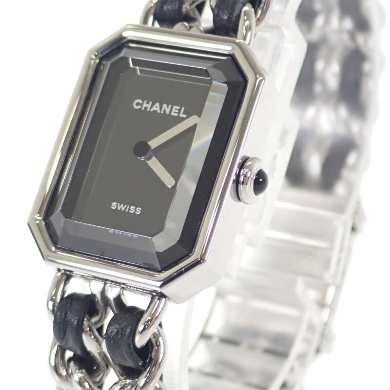 Chanel Premier Iconic Chain L Watch Stainless Steel Leather Quartz Black Dial — view 3