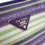 Prada Canapa Tote Border 2-Way Shoulder Bag Canvas Purple Green Gold — view 8