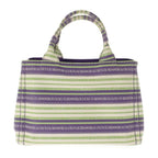 Prada Canapa Tote Border 2-Way Shoulder Bag Canvas Purple Green Gold — view 2