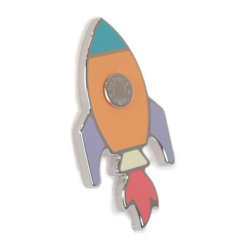 Hermes Space Badge Brooch Metal Multi Orange — view 2