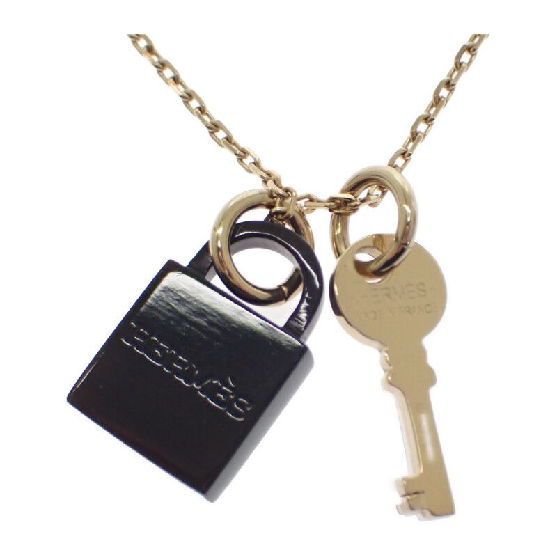 Hermes Amulet Padlock PM Necklace Metal Buffalo Horn Gold Black — view 4