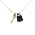 Hermes Amulet Padlock PM Necklace Metal Buffalo Horn Gold Black