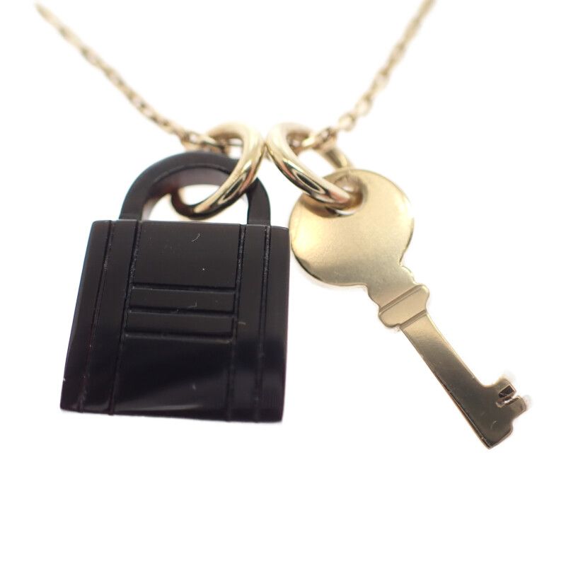 Hermes Amulet Padlock PM Necklace Metal Buffalo Horn Gold Black — view 3