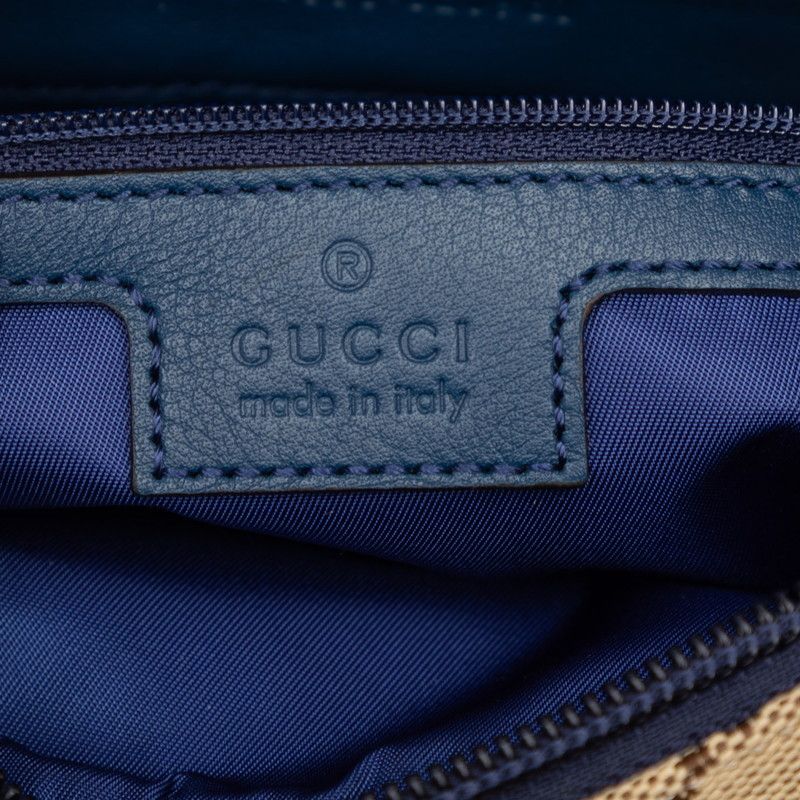 Gucci GG Canvas Snake Embroidery Crossbody Shoulder Bag Beige Navy — view 6