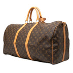 Louis Vuitton Monogram Keepall Bandouliere 55 Boston Bag 2-Way Brown Leather — view 2