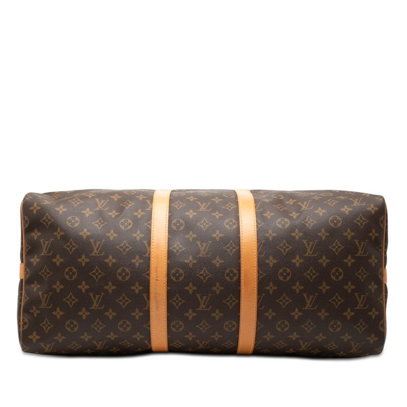 Louis Vuitton Monogram Keepall Bandouliere 55 Boston Bag 2-Way Brown Leather — view 3