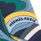 Hermes Twill Faubourg Rainbow Scarf Blue Multicolor Silk — view 4