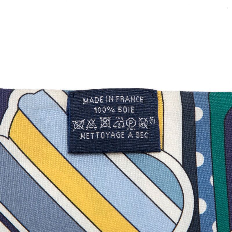 Hermes Twill Faubourg Rainbow Scarf Blue Multicolor Silk — view 5