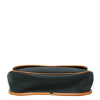 Saint Laurent Logo Plate Crossbody Shoulder Bag Navy Brown Leather — view 3