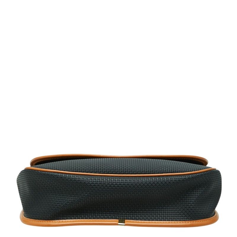 Saint Laurent Logo Plate Crossbody Shoulder Bag Navy Brown Leather — view 3