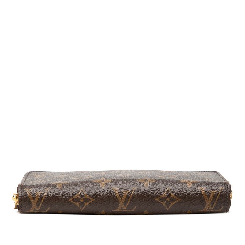 Louis Vuitton Monogram Zippy Wallet Zip Around Brown Fuchsia Leather — view 3