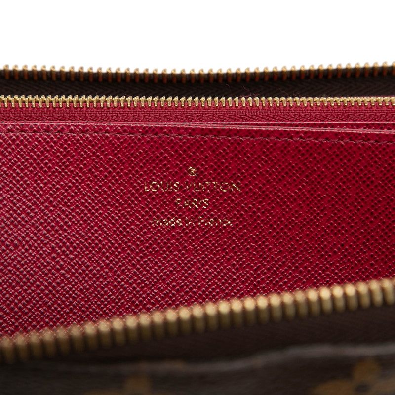 Louis Vuitton Monogram Zippy Wallet Zip Around Brown Fuchsia Leather — view 5