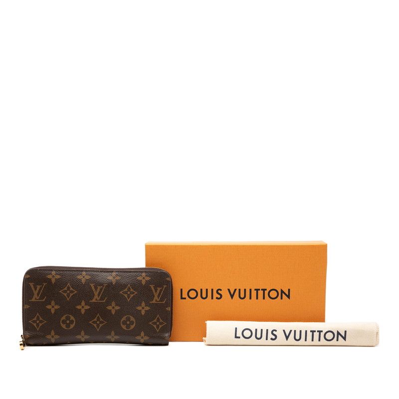 Louis Vuitton Monogram Zippy Wallet Zip Around Brown Fuchsia Leather — view 6