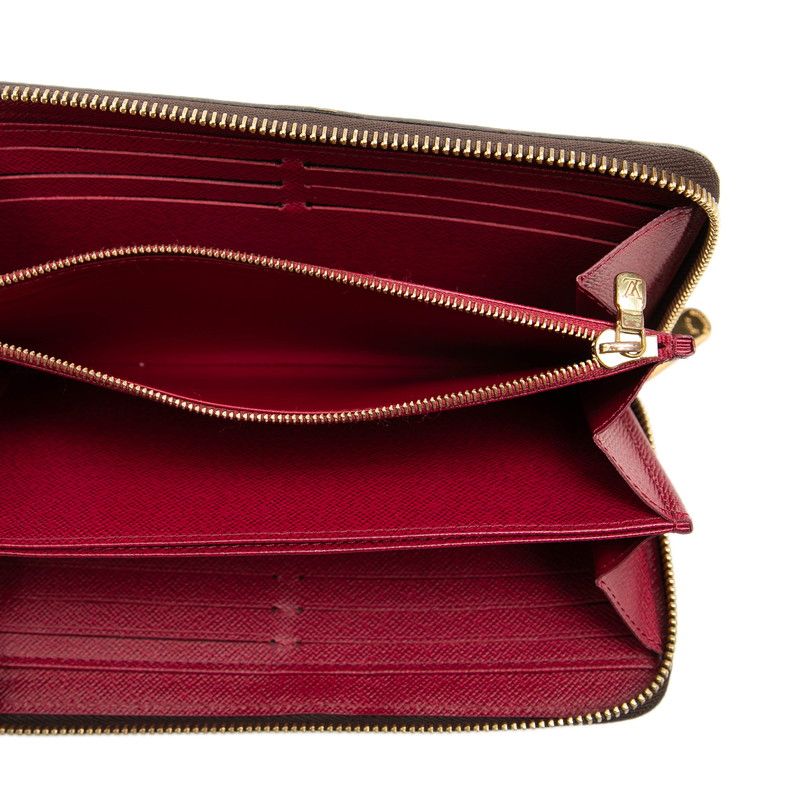 Louis Vuitton Monogram Zippy Wallet Zip Around Brown Fuchsia Leather — view 4