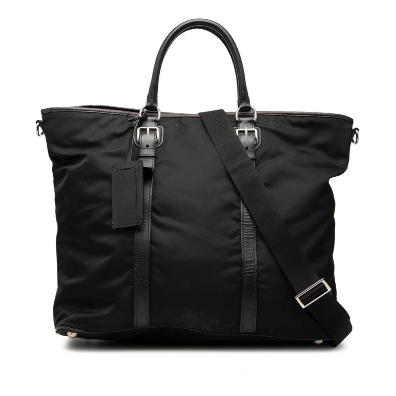 Prada 2-Way Shoulder Bag Black Nylon Leather
