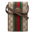 Gucci GG Supreme Ophidia Crossbody Shoulder Bag Beige Brown Leather