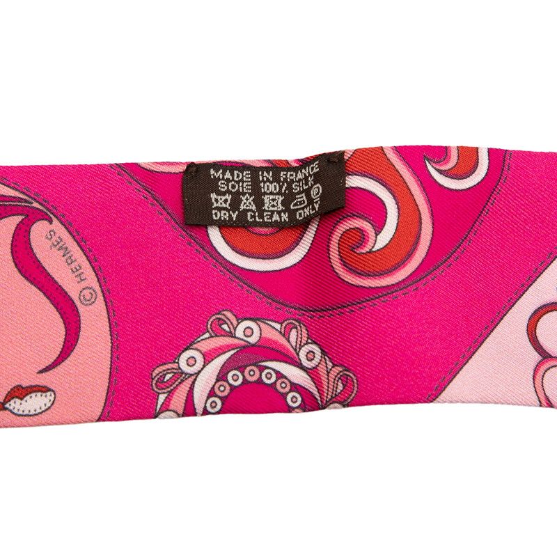 Hermes Twilly Festival Des Amazones Amazon Scarf Pink Silk — view 5